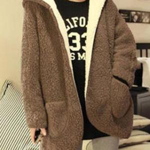 Open Front Slouchy Warm Reversible Hooded Jacket..