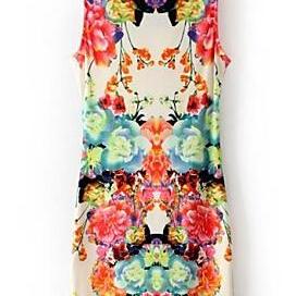 Women's Print Flower Mini Dress..