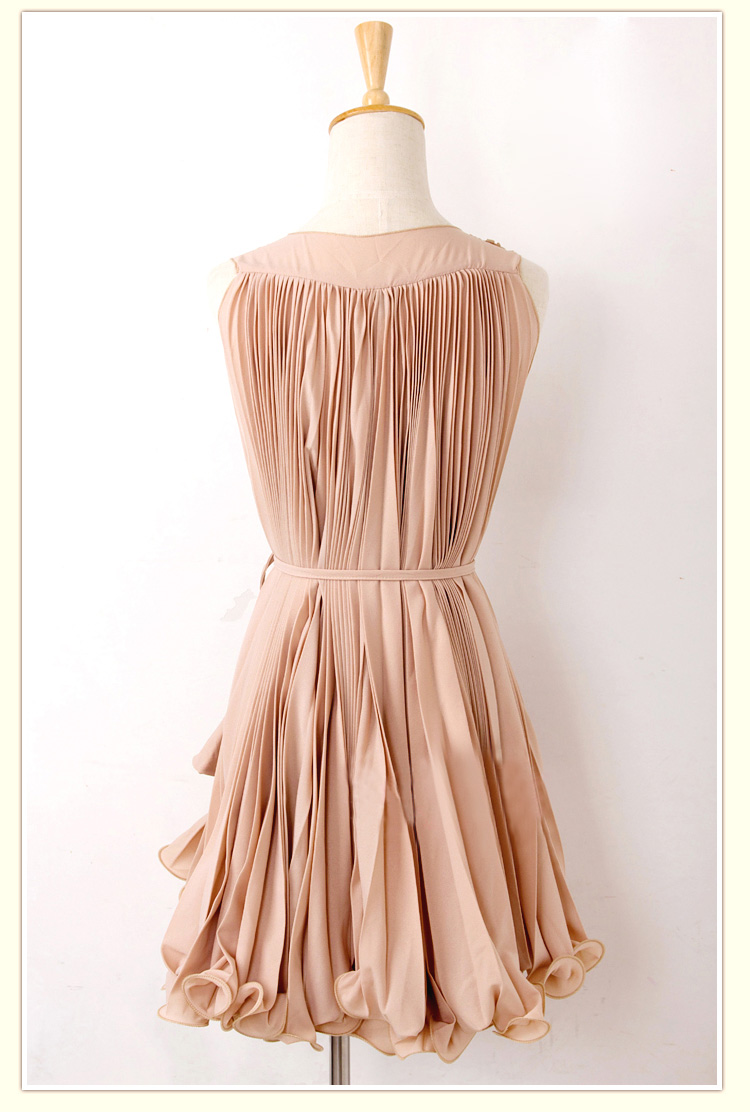 [gryxh3600274]sweet Elegant Pink Pleated Chiffon Dress---skin Color on ...