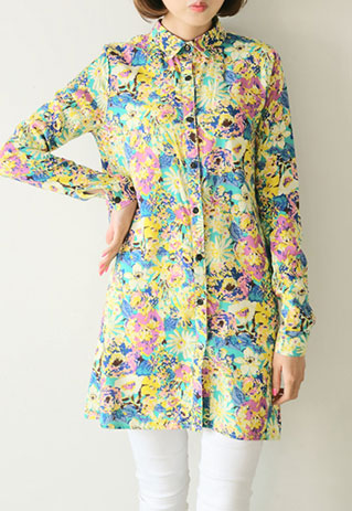 floral shirt dress mini
