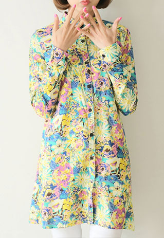 floral shirt dress mini