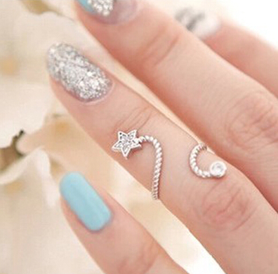 Trendy Diamante Starfish Embellished Spiral Alloy Ring For Women [glj10011]