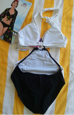 Color Block Backless Halter One-piece Swimwear For Women [glj10083] on ...