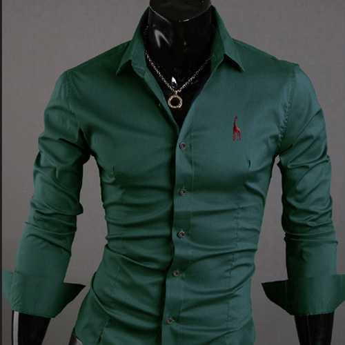 Fashion Fawn Embroidery Long-sleeved Men Shirt [ghyxh36356]