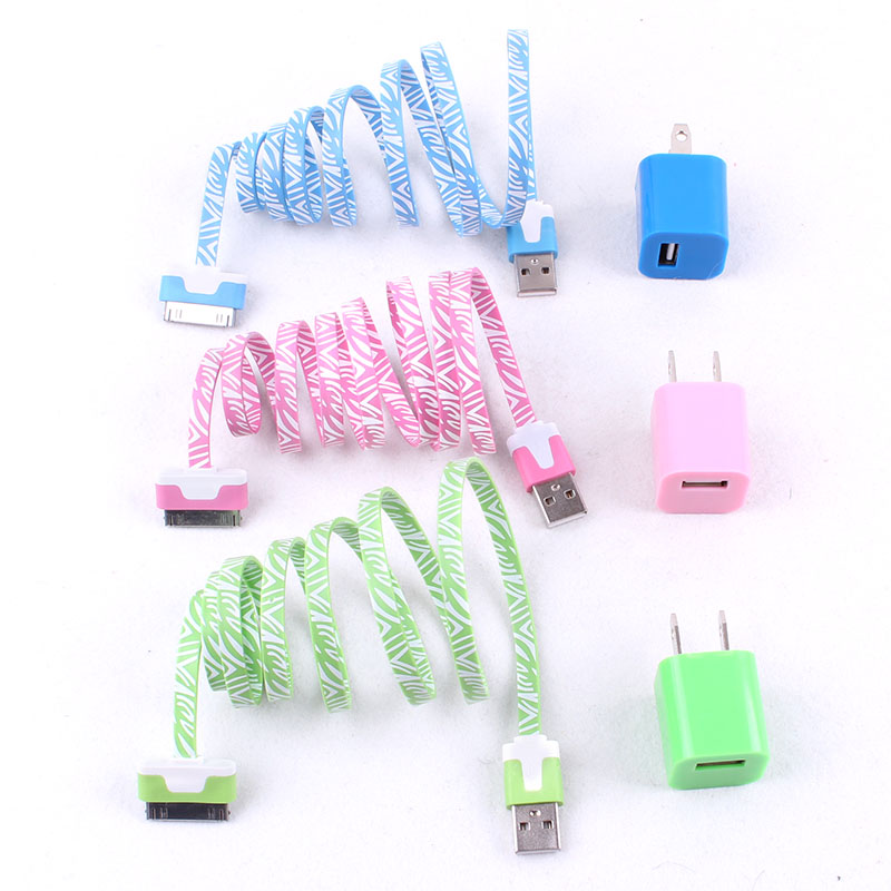 Total 6pcs/lot! Usb Cable Cord（1m） & Usb Power Charger For Iphone 4/4s