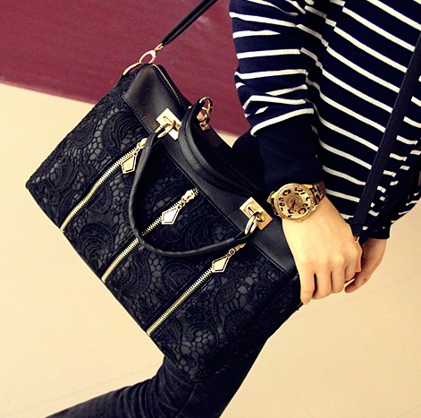[grd03060]black Fashion Lace Retro Handbag Shoulder Bag