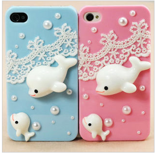 [gryxh3100021]cute Whale Lace Case For Iphone 4/4s