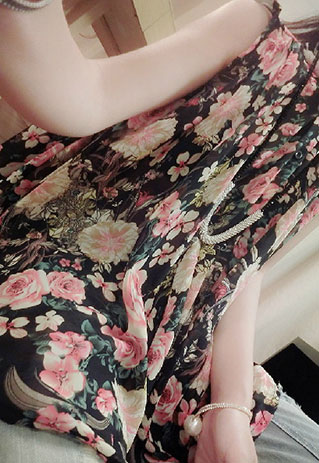Butterfly/floral Print Button Front Tank Top Pleated Blouse [ghyxh36253 ...